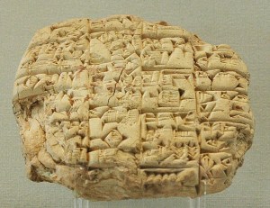 Letter sent by the high-priest Lu’enna to the king of Lagash (maybe Urukagina), informing him of his son's death in combat. w:Clay tablet, c. 2400 BC, found in Telloh (ancient Girsu).